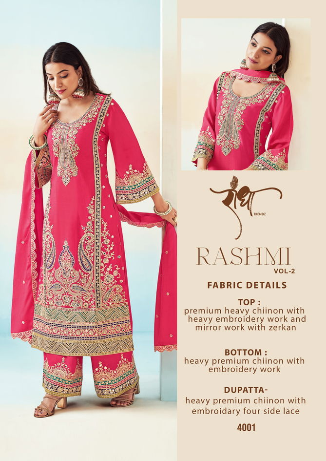 Rashmi Vol 2 Radha Trendz Embroidery Chinon Salwar Kameez Wholesale Market In Surat